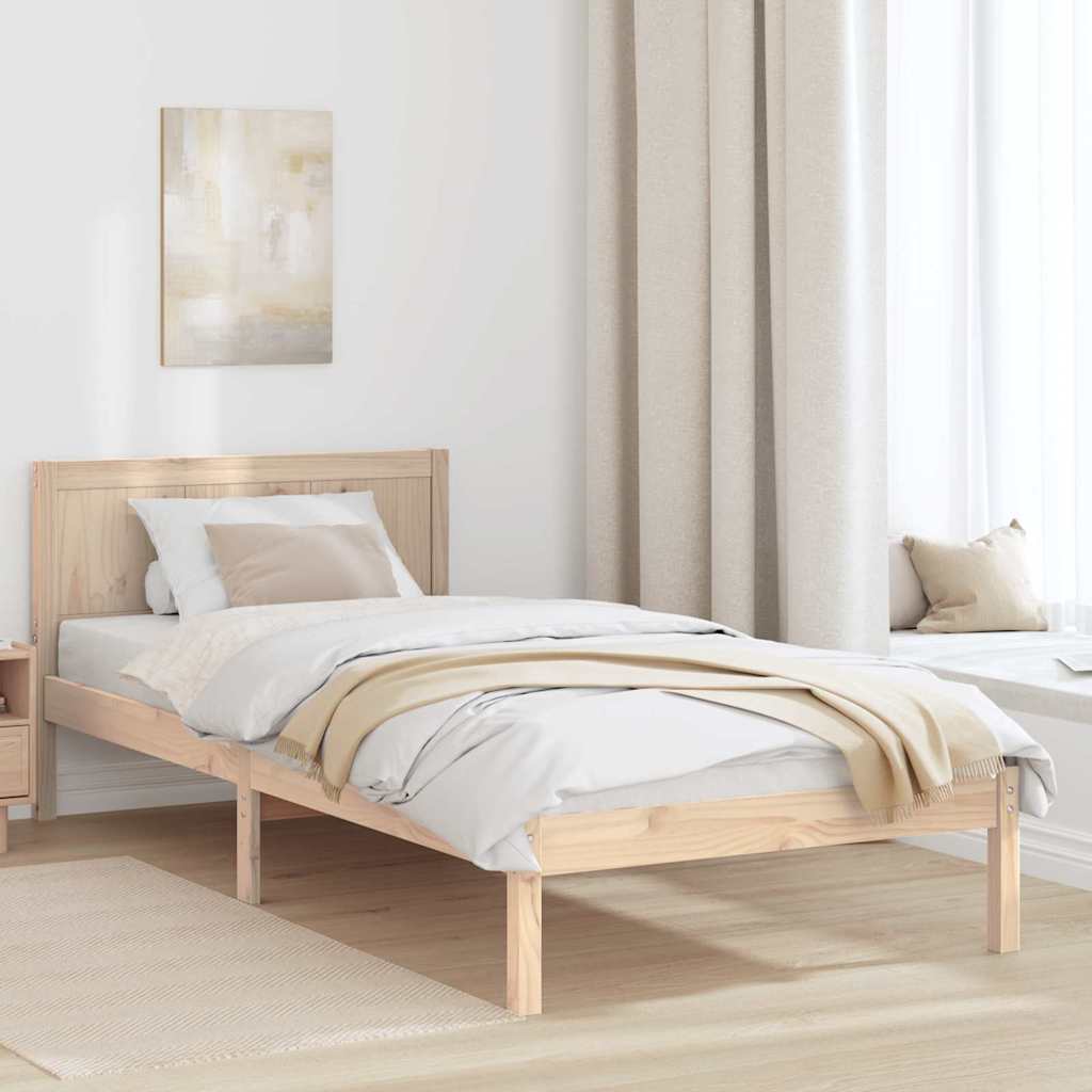 Bed Frame Brown 75 x 190 cm Solid Pine wood