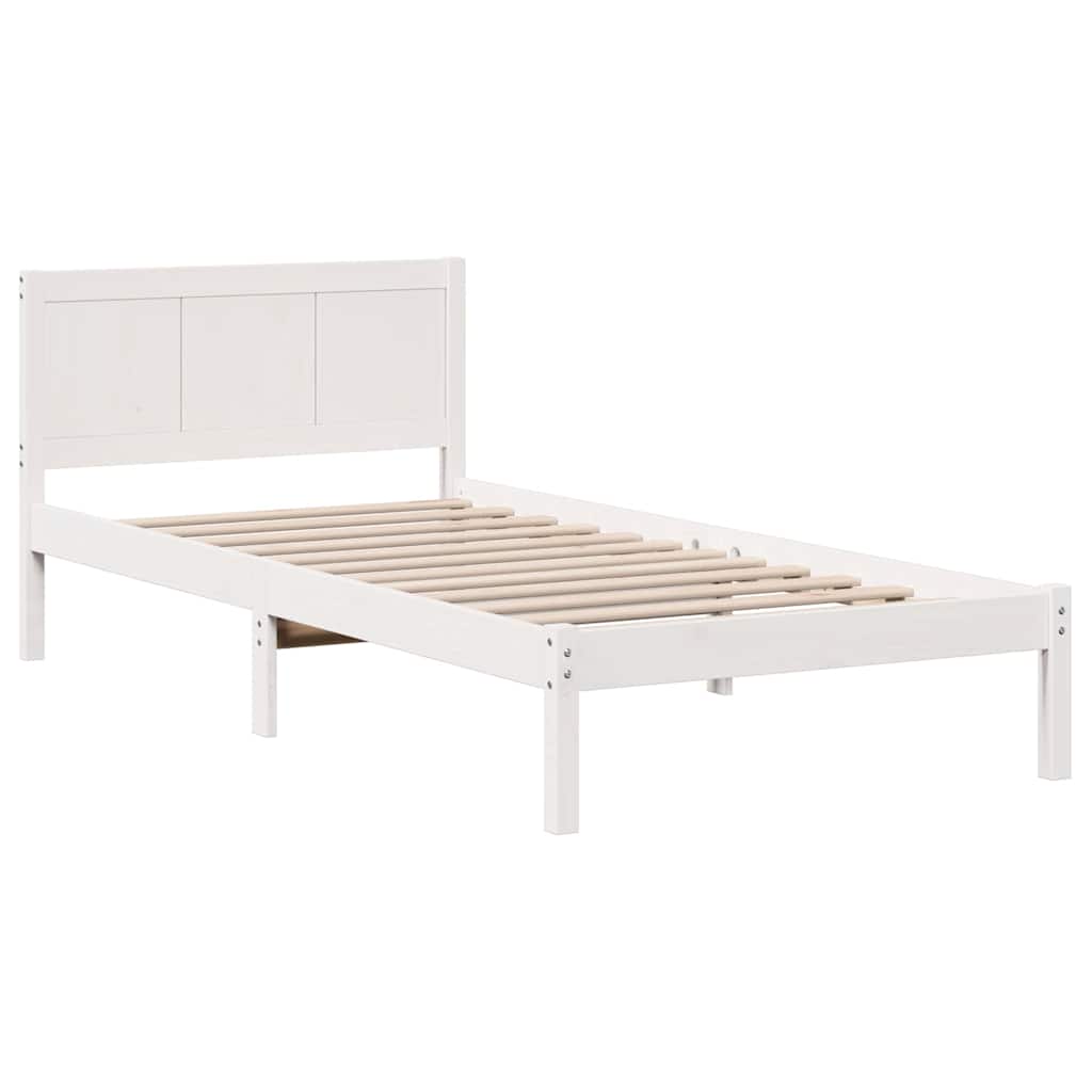 Bed Frame White 75 x 190 cm Solid Pine wood