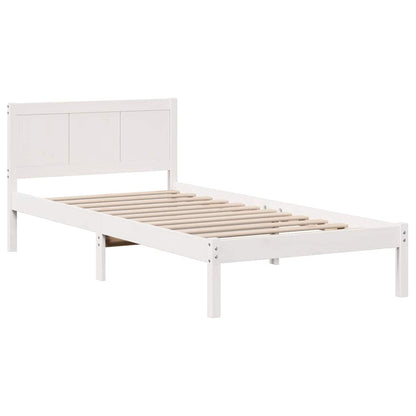 Bed Frame White 75 x 190 cm Solid Pine wood