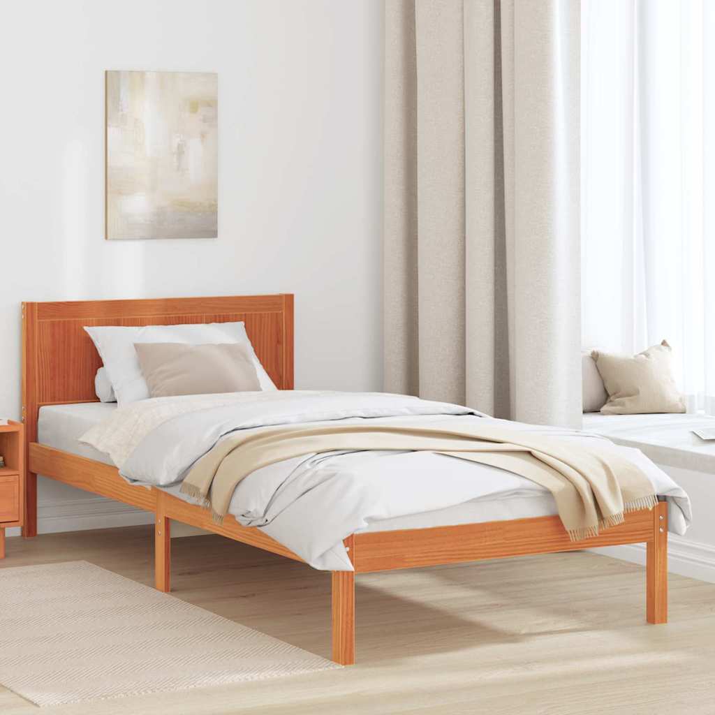 Bed Frame Brown 75 x 190 cm Solid Pine wood