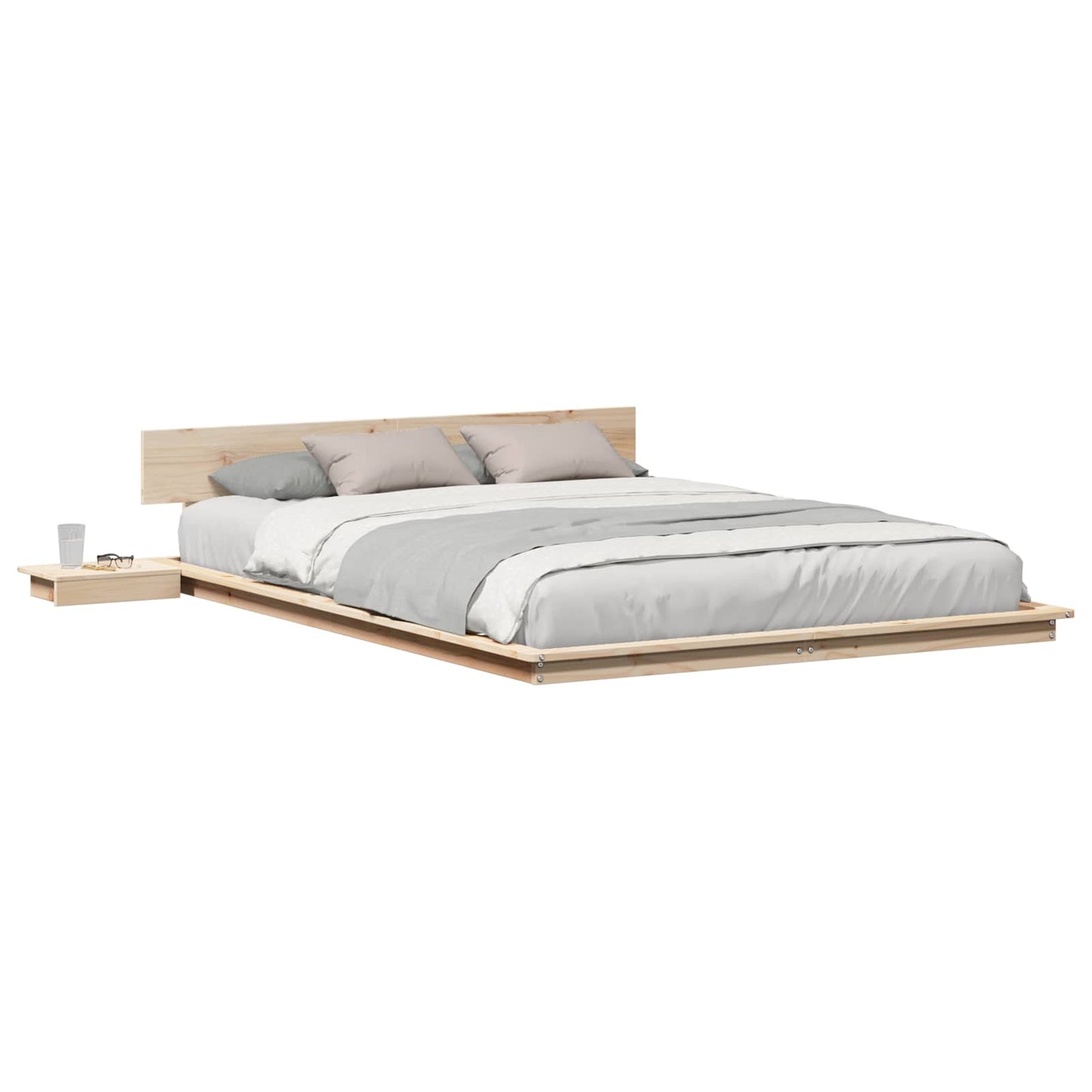 Bed Frame with Headboard with Storage Brown 160 x 200 cm Wood