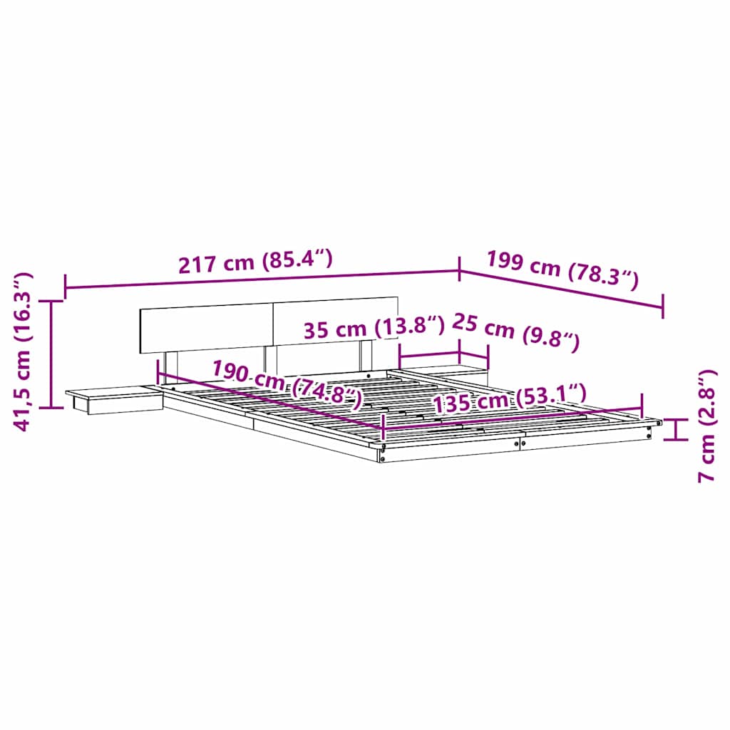 Bed Frame Brown 135 x 190 cm Wood