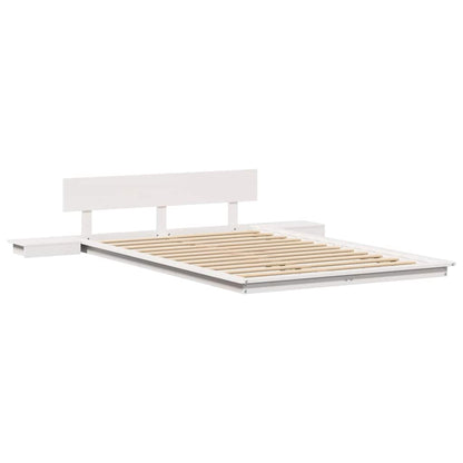 Bed Frame with Headboard with Storage Brown 135 x 190 cm Wood