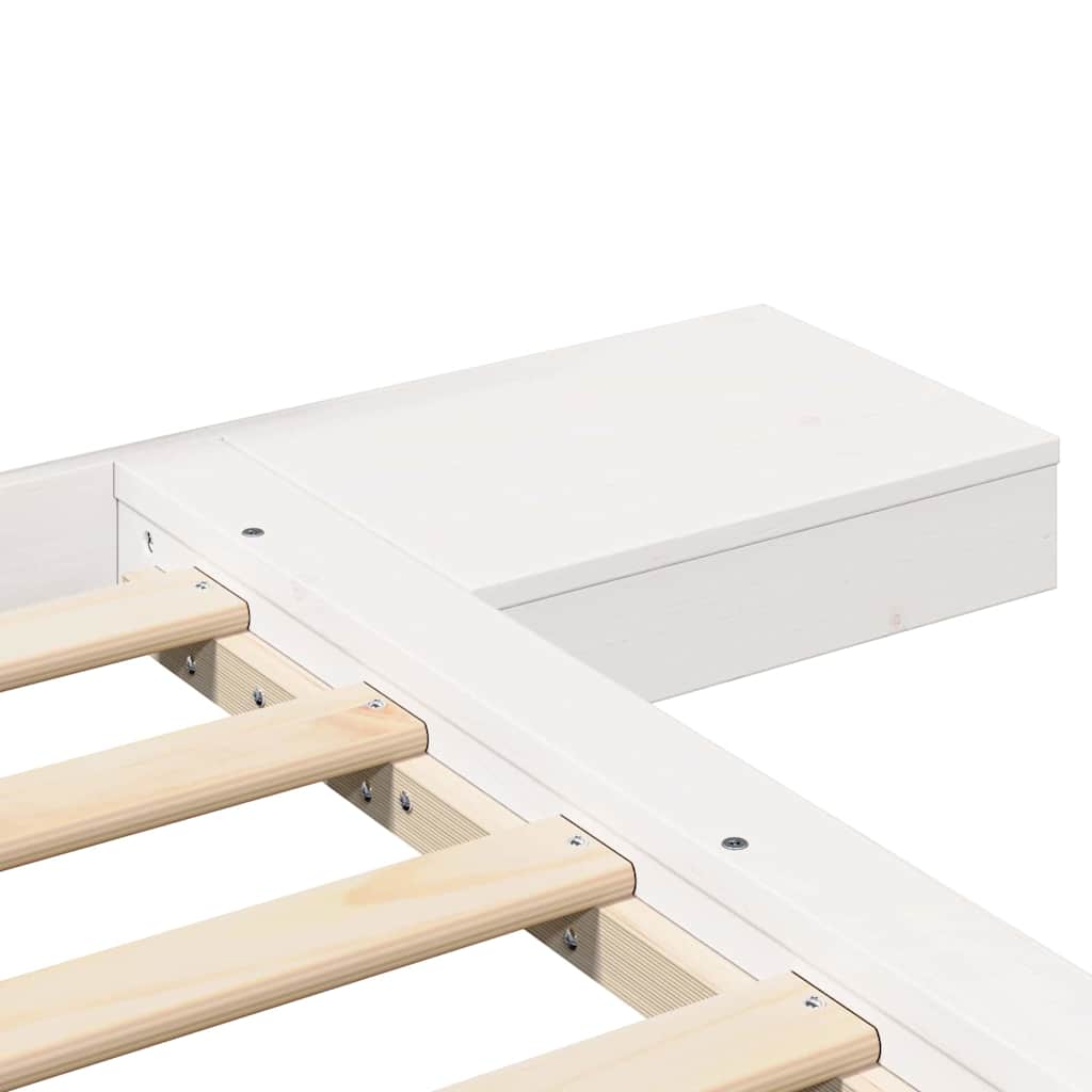 Bed Frame with Headboard with Storage White 100 x 200 cm Wood