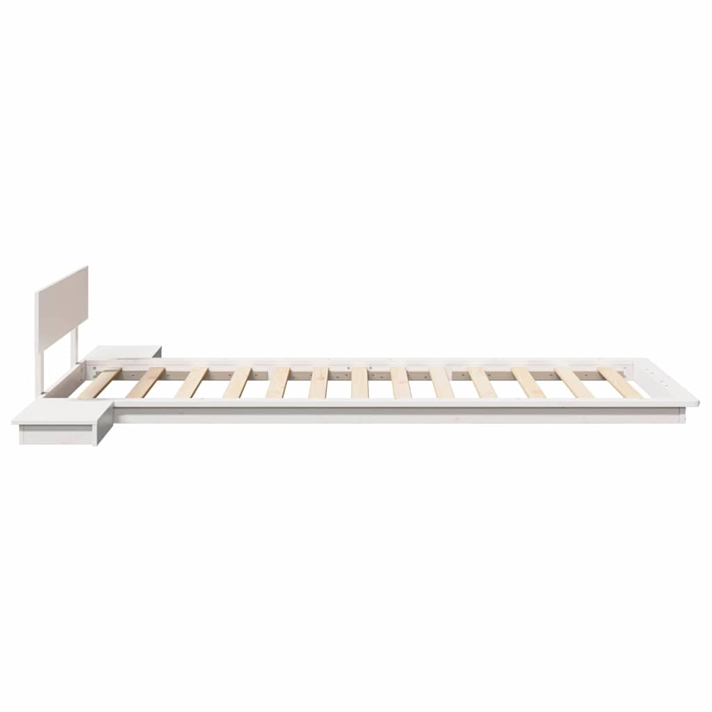 Bed Frame with Headboard with Storage White 100 x 200 cm Wood