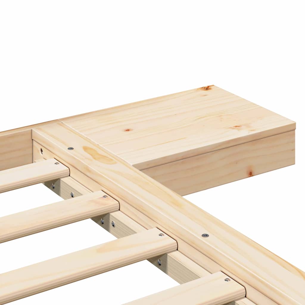 Bed Frame with Headboard with Storage Brown 90 x 200 cm Wood