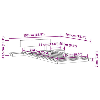 Bed Frame Brown 75 x 190 cm Wood