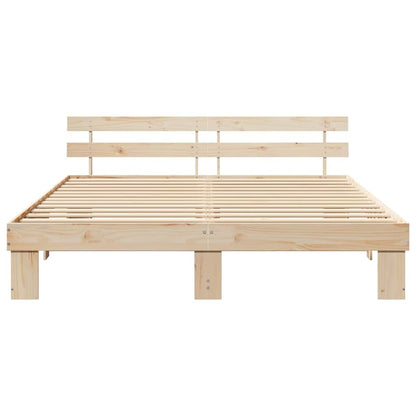 Bed Frame with Headboard Natural 200 x 200 cm Solid Pine Wood