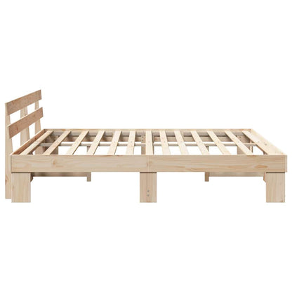 Bed Frame with Headboard Natural 200 x 200 cm Solid Pine Wood