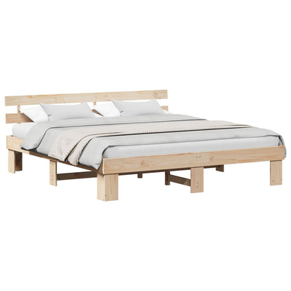 Bed Frame with Headboard Natural 180 x 200 cm Solid Pine Wood