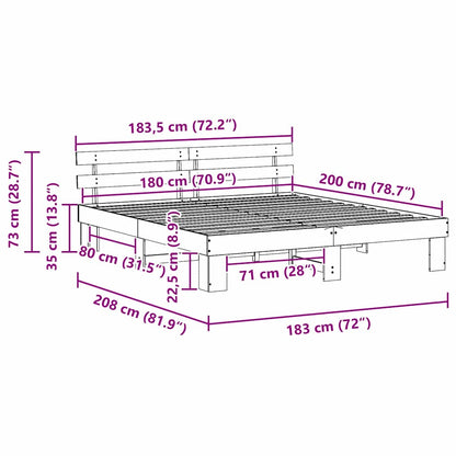 Bed Frame with Headboard Natural 180 x 200 cm Solid Pine Wood