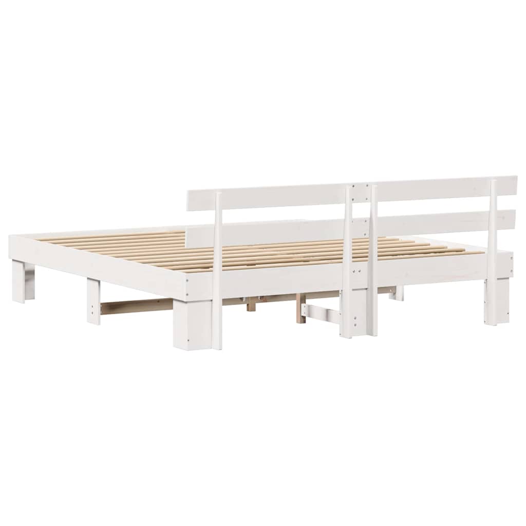 Bed Frame with Headboard White 180 x 200 cm Solid Pine Wood