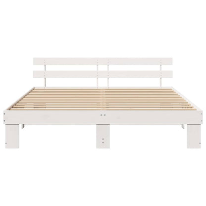 Bed Frame with Headboard White 180 x 200 cm Solid Pine Wood