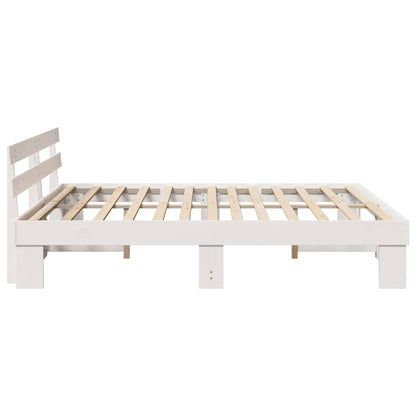 Bed Frame with Headboard White 180 x 200 cm Solid Pine Wood