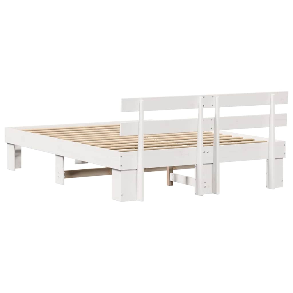 Bed Frame with Headboard White 160 x 200 cm Solid Pine Wood