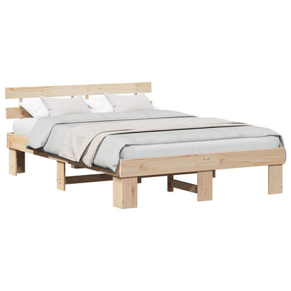Bed Frame with Headboard Natural 150 x 200 cm Solid Pine Wood