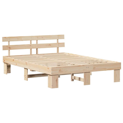 Bed Frame with Headboard Natural 150 x 200 cm Solid Pine Wood