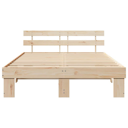Bed Frame with Headboard Natural 150 x 200 cm Solid Pine Wood