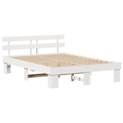Bed Frame with Headboard White 150 x 200 cm Solid Pine Wood