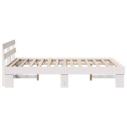 Bed Frame with Headboard White 150 x 200 cm Solid Pine Wood