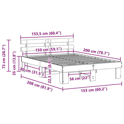 Bed Frame with Headboard Wax Brown 150 x 200 cm Solid Pine Wood