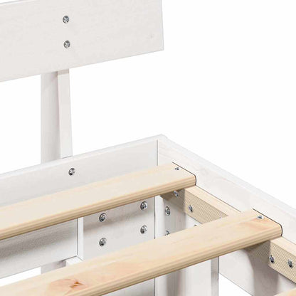Bed Frame with Headboard White 140 x 200 cm Solid Pine Wood