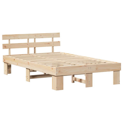 Bed Frame with Headboard Natural 140 x 190 cm Solid Pine Wood