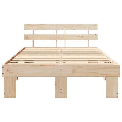 Bed Frame with Headboard Natural 140 x 190 cm Solid Pine Wood