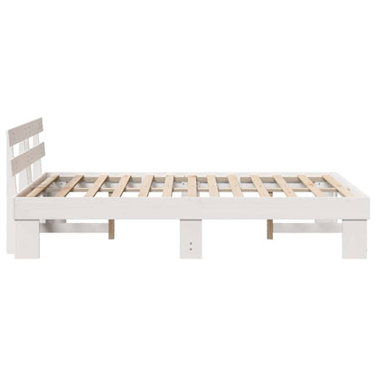 Bed Frame with Headboard White 140 x 190 cm Solid Pine Wood