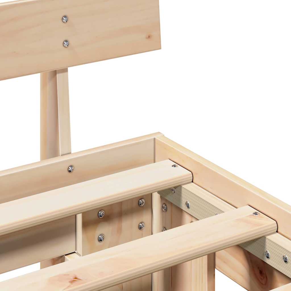 Bed Frame with Headboard Natural 120 x 190 cm Solid Pine Wood