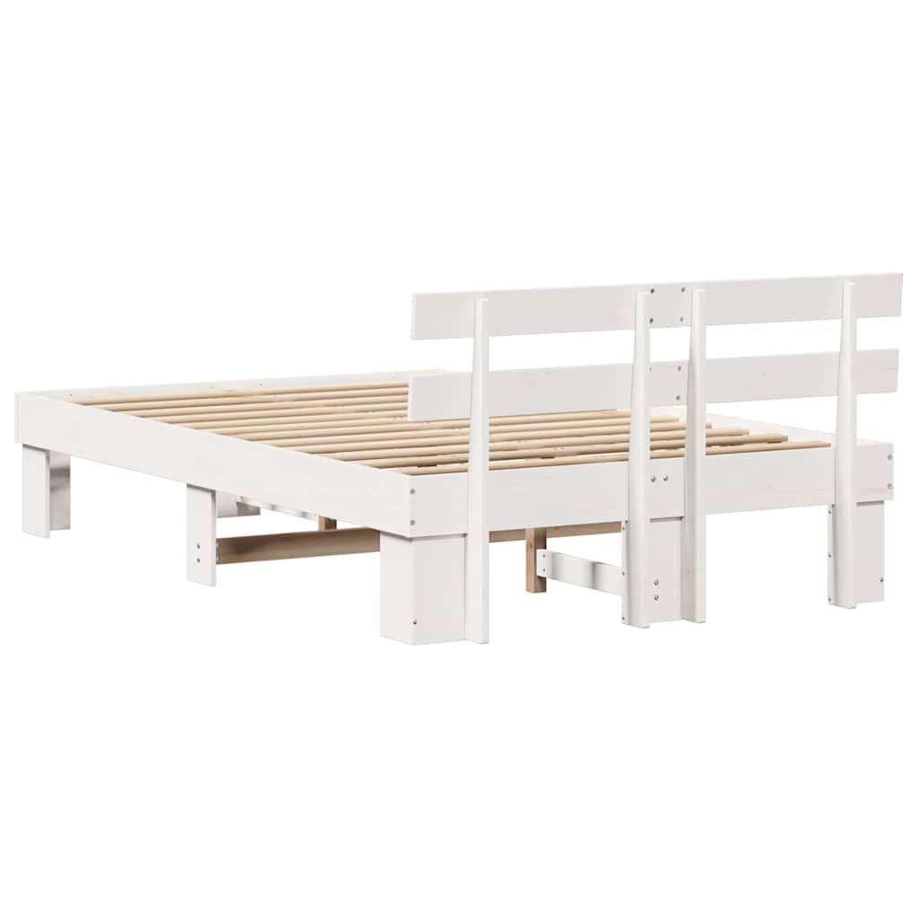 Bed Frame with Headboard White 120 x 190 cm Solid Pine Wood