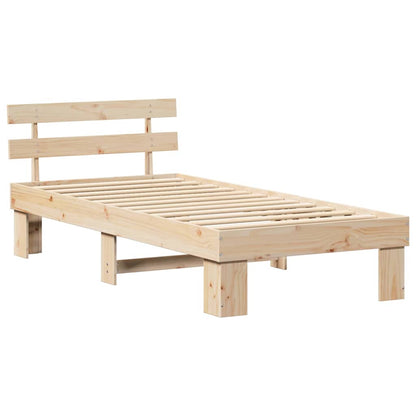 Bed Frame with Headboard Natural 100 x 200 cm Solid Pine Wood