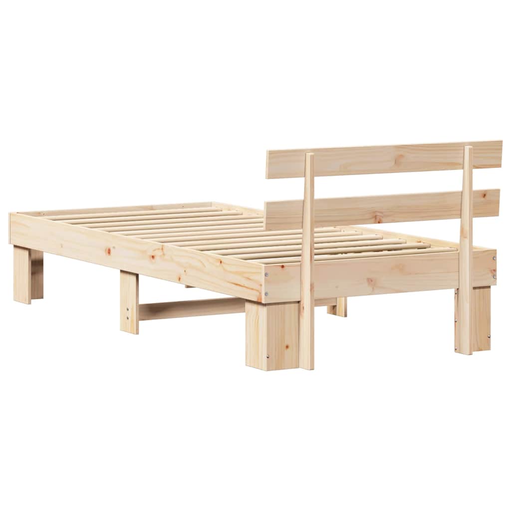 Bed Frame with Headboard Natural 100 x 200 cm Solid Pine Wood