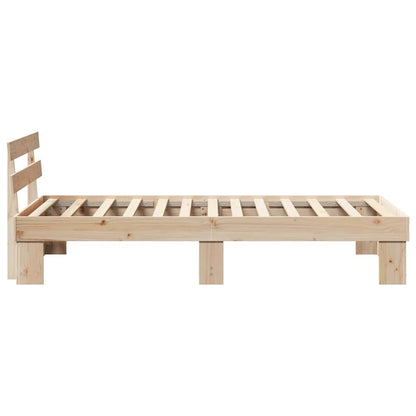 Bed Frame with Headboard Natural 100 x 200 cm Solid Pine Wood