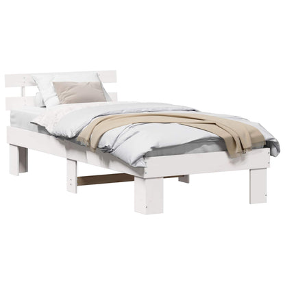 Bed Frame with Headboard White 100 x 200 cm Solid Pine Wood