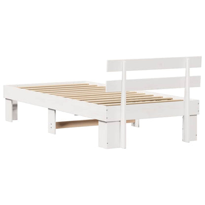 Bed Frame with Headboard White 100 x 200 cm Solid Pine Wood