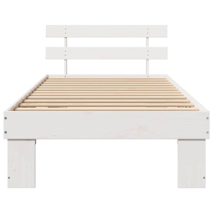 Bed Frame with Headboard White 100 x 200 cm Solid Pine Wood