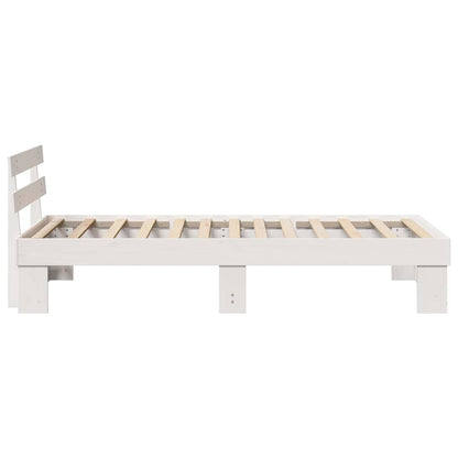 Bed Frame with Headboard White 100 x 200 cm Solid Pine Wood