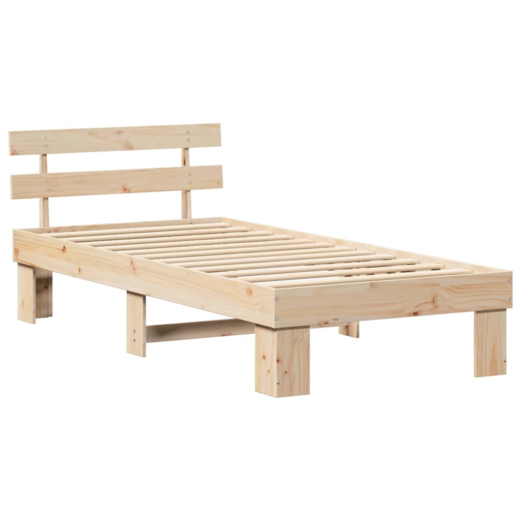 Bed Frame with Headboard Natural 80 x 200 cm Solid Pine Wood
