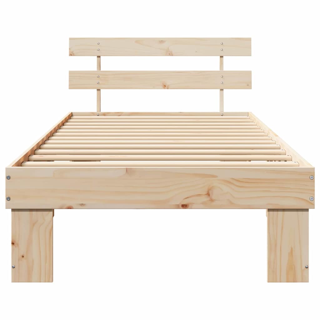 Bed Frame with Headboard Natural 80 x 200 cm Solid Pine Wood
