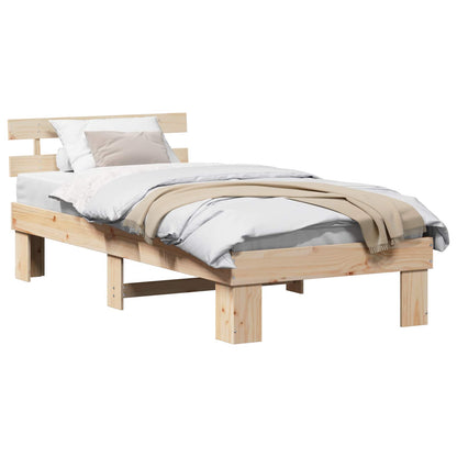 Bed Frame with Headboard Natural 90 x 190 cm Solid Pine Wood
