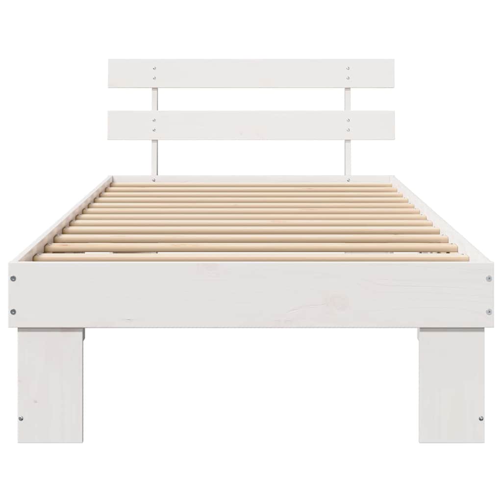 Bed Frame with Headboard White 90 x 190 cm Solid Pine Wood