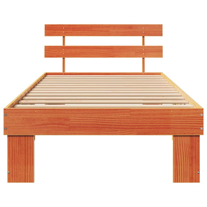 Bed Frame with Headboard Wax Brown 90 x 190 cm Solid Pine Wood