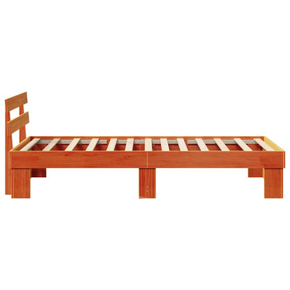 Bed Frame with Headboard Wax Brown 90 x 190 cm Solid Pine Wood