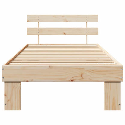 Bed Frame with Headboard Natural 75 x 190 cm Solid Pine Wood