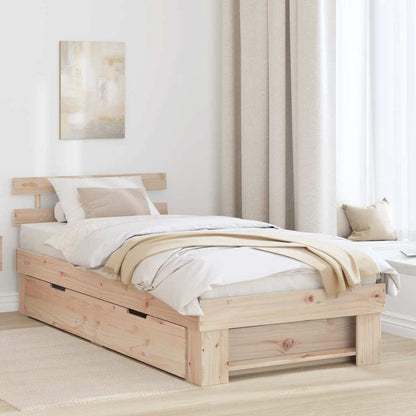 Bed Frame with Headboard Natural 100 x 200 cm Solid Pine Wood