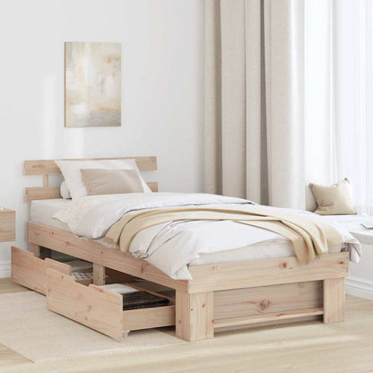 Bed Frame with Headboard Natural 100 x 200 cm Solid Pine Wood