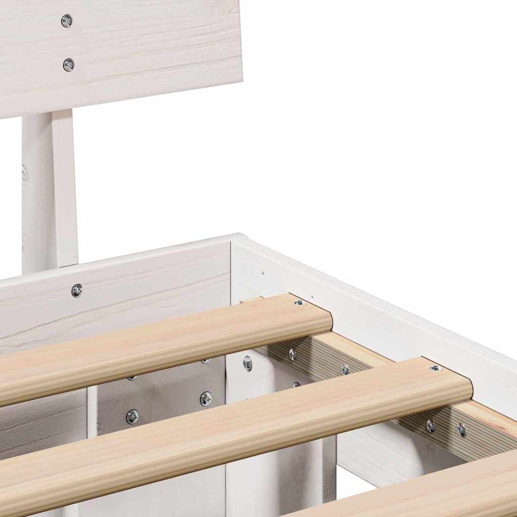 Bed Frame with Headboard White 90 x 200 cm Solid Pine Wood