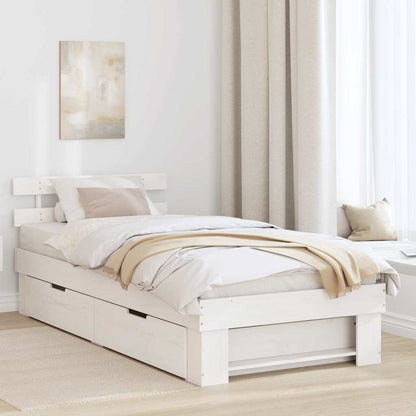 Bed Frame with Headboard White 90 x 200 cm Solid Pine Wood