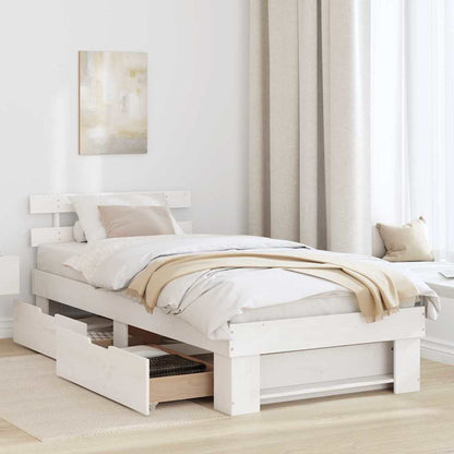 Bed Frame with Headboard White 90 x 200 cm Solid Pine Wood